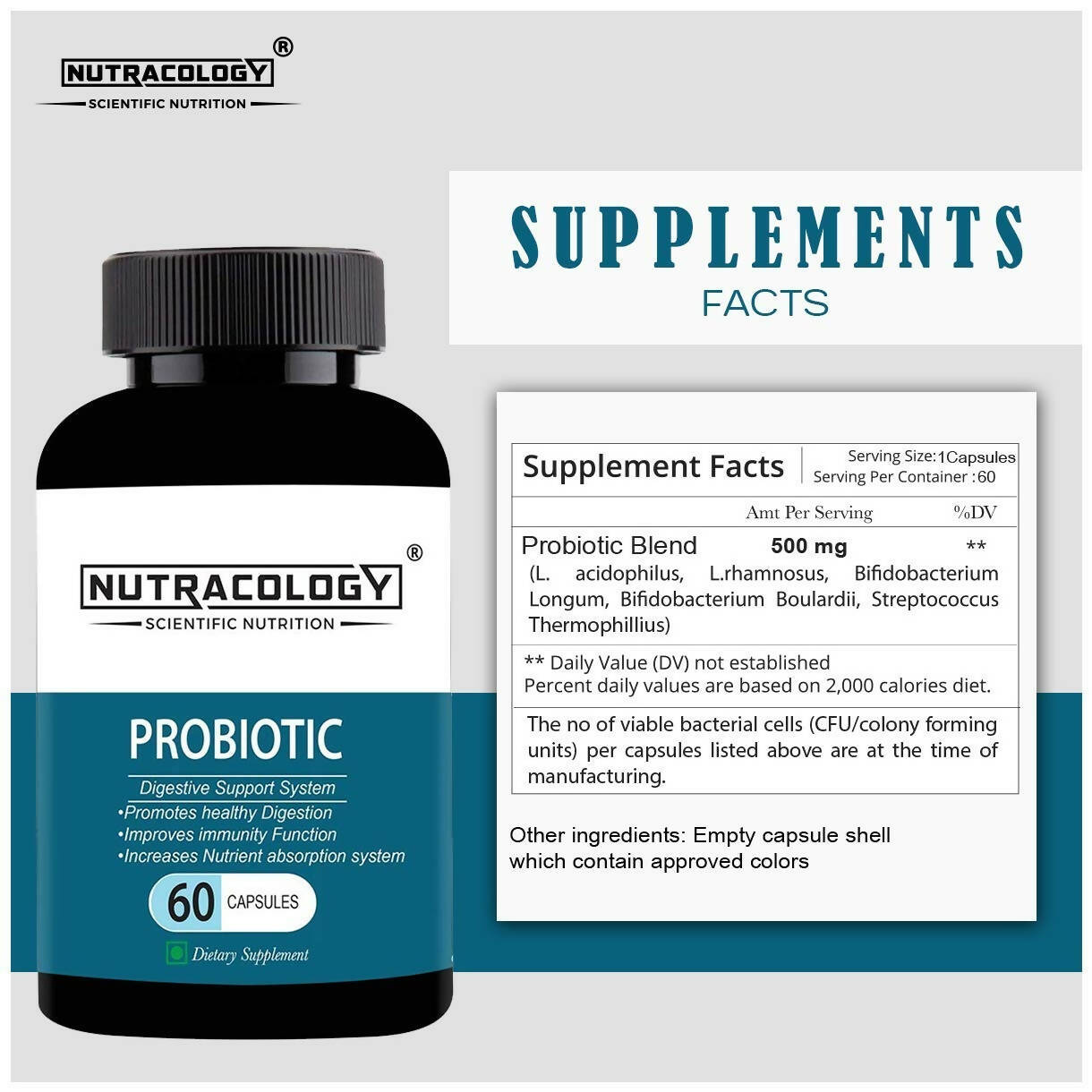 Nutracology Probiotics Supplement For Digestion Immunity And Overall Gut Health Capsules - Distacart