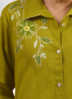Joban Fashion Green Cotton, Linen Embroidered Readymade Cord Set - Distacart
