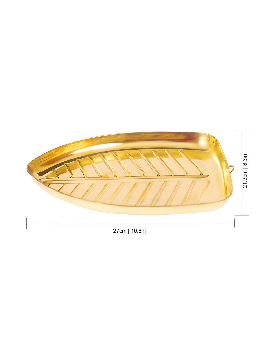 Spillbox Gold-Toned Brass Textured Banana-leaf Shaped Thali Pooja Essential