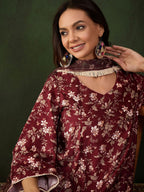 Sangria Digital Printed Anarkali Kurta & Salwar With Dupatta