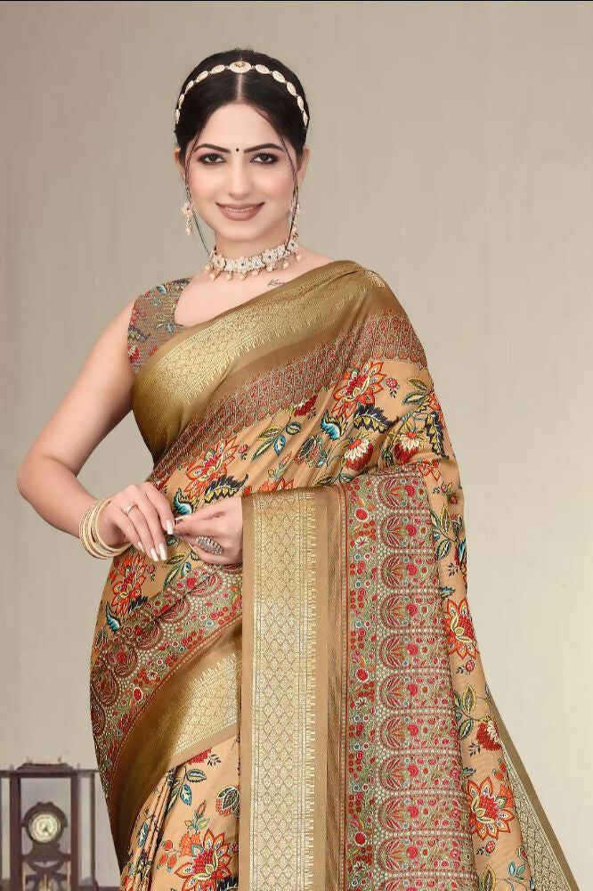 PR Fashion Multi Heavy Rich Cotton Silk Digital Print & Jacquard Saree