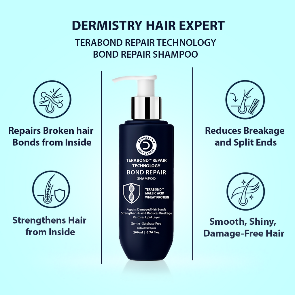 Dermistry Bond Repair Shampoo with TeraBond Maleic Acid Protein Strengthens Weak Hair