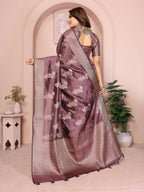Aastha Fashion Purple Soft Organza Silk Weaving Saree - Distacart