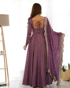 Lehenga Mart Wedding Wear Anarkali Suit With Dupatta - Mauve Pink