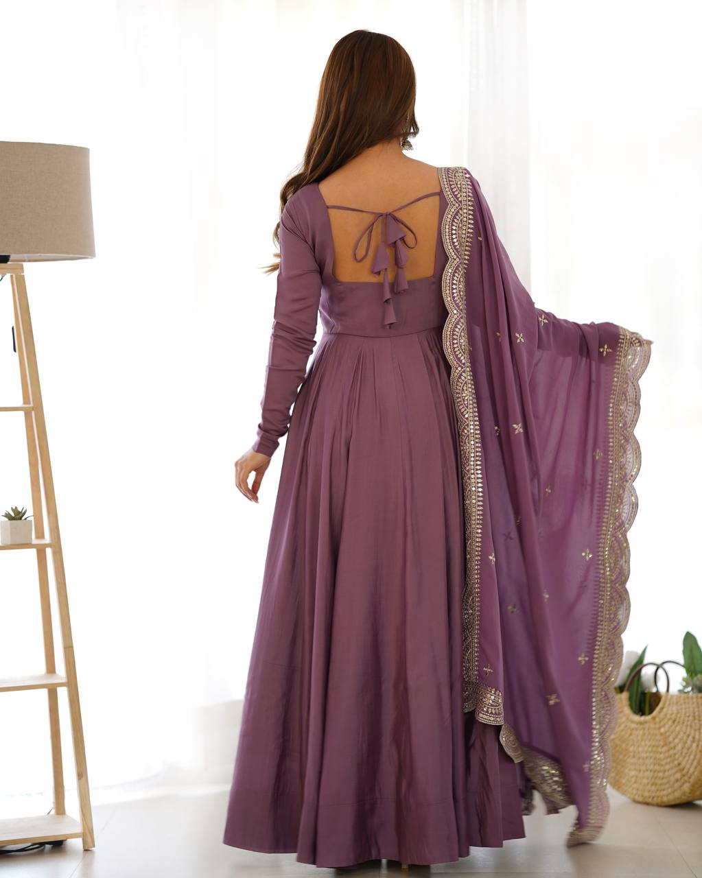 Lehenga Mart Wedding Wear Anarkali Suit With Dupatta - Mauve Pink