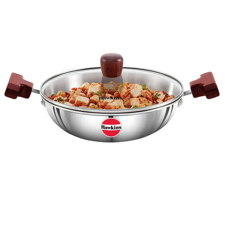 Hawkins Tri-Ply Stainless Steel Deep-Fry Pan with Glass Lid Silver (SSD15G)