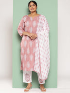 Yufta Plus Size Ethnic Motifs Printed Regular Kurta with Trousers & With Dupatta