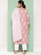 Yufta Plus Size Ethnic Motifs Printed Regular Kurta with Trousers & With Dupatta