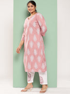 Yufta Plus Size Ethnic Motifs Printed Regular Kurta with Trousers & With Dupatta