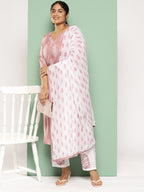 Yufta Plus Size Ethnic Motifs Printed Regular Kurta with Trousers & With Dupatta