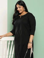 Yufta Black Straight Plus Size Kurta For Women