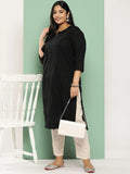 Yufta Black Straight Plus Size Kurta For Women