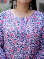 Yufta Plus Size Lavender & White Printed Dupatta Set