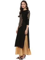 Ahalyaa Black Chanderi Gold Print Kurta - Distacart