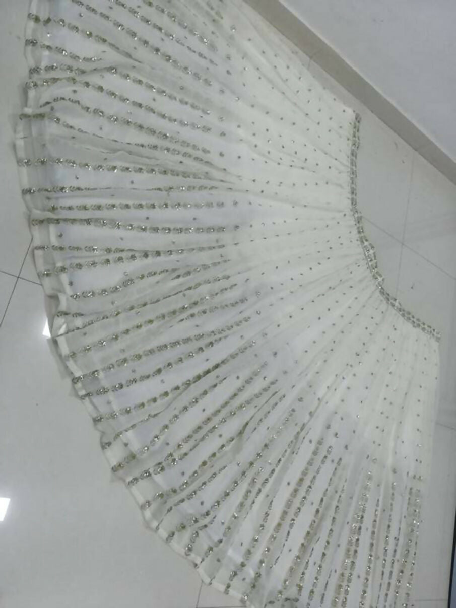 Jyoti Fashion Graceful Off White Sequence With Zari Embroidered Georgette Lehenga Choli with Dupatta