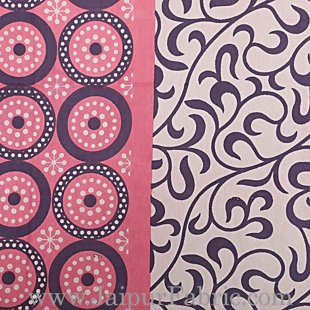 Vamika Printed Cotton Pink & Black Bedsheet With Pillow Covers (LEOD_CHKR_P)