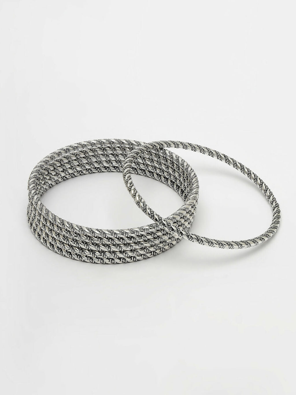 NVR Women's Set of 6 Silver-Toned German Silver Oxidised Bangles - Distacart
