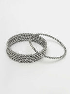 NVR Women's Set of 6 Silver-Toned German Silver Oxidised Bangles - Distacart