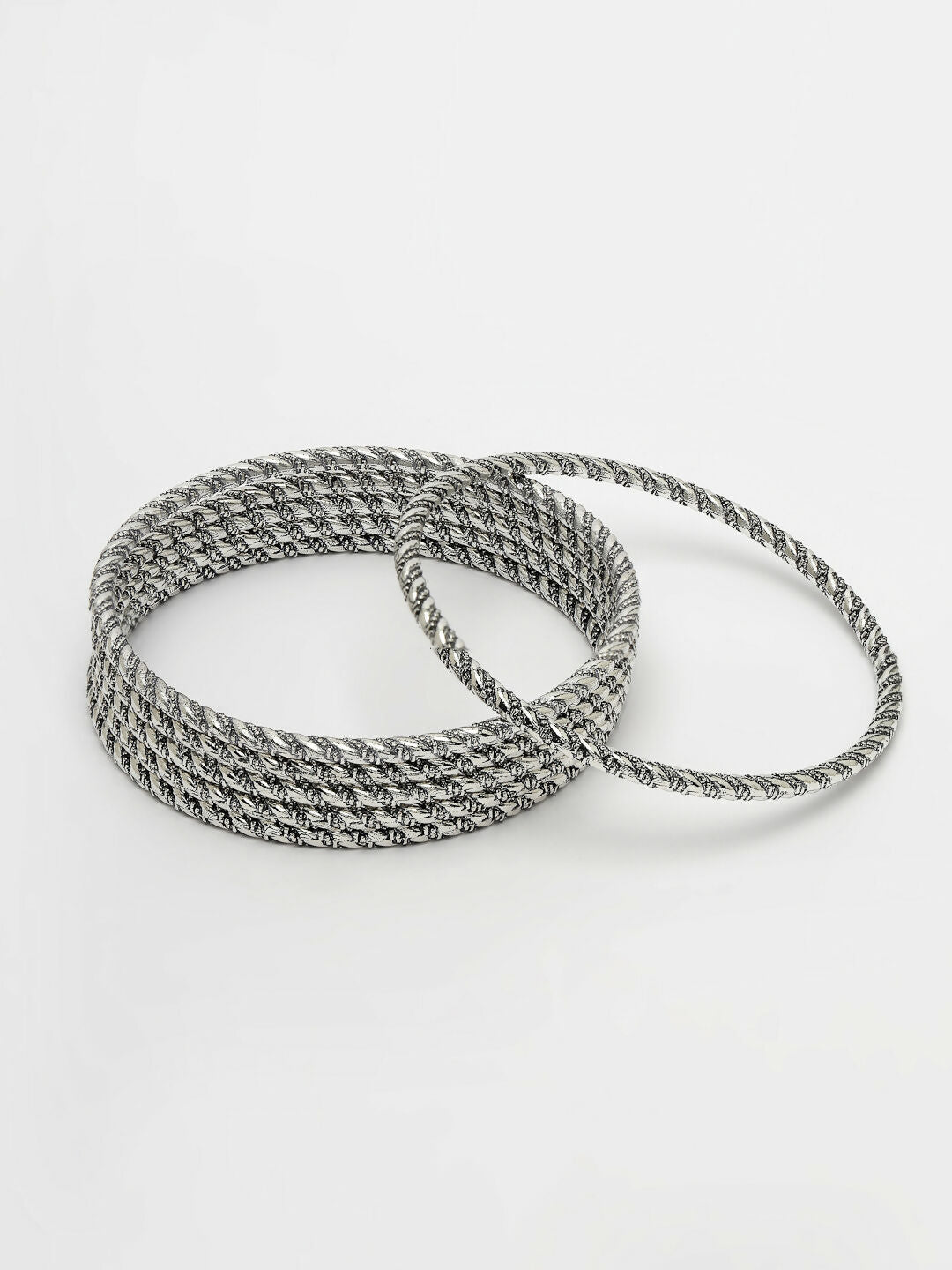 NVR Women's Set of 6 Silver-Toned German Silver Oxidised Bangles - Distacart