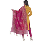 A R SILK Rani Color Silk Pahadi Print Dupattas and Chunnis