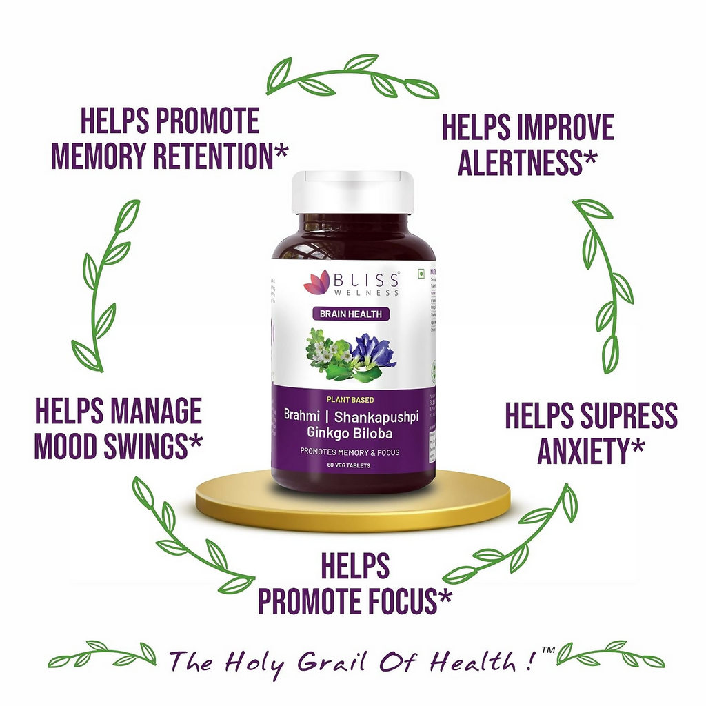 Bliss Welness Brahmi Shankpushpi Ginkgo Biloba Tablets - Distacart