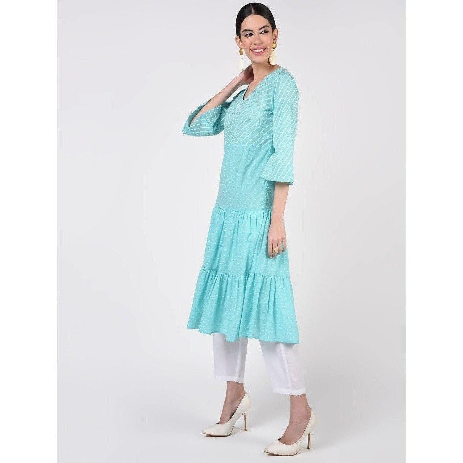 Cheera Women's A-Line Khadi Print Kurta (CH072K)