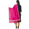 A R SILK Golden Border Regular Dupatta Dark Pink Color Dupatta or Chunni