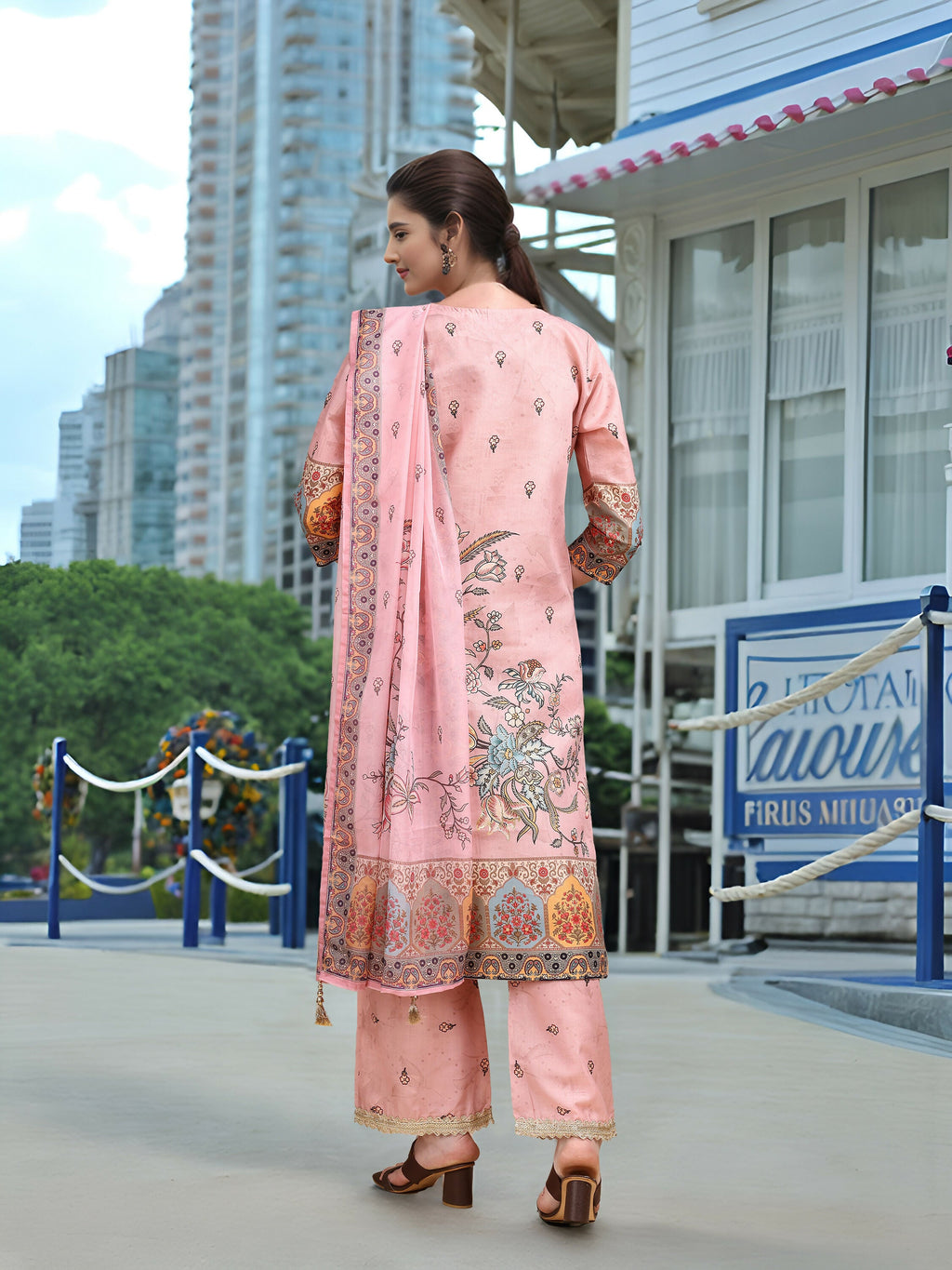 Joban Fashion Pink Position Digital Print With Position Foil Kurta Set - Distacart