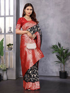 Joban Fashion Banarasi Black Woven Soft Silk Saree - Distacart