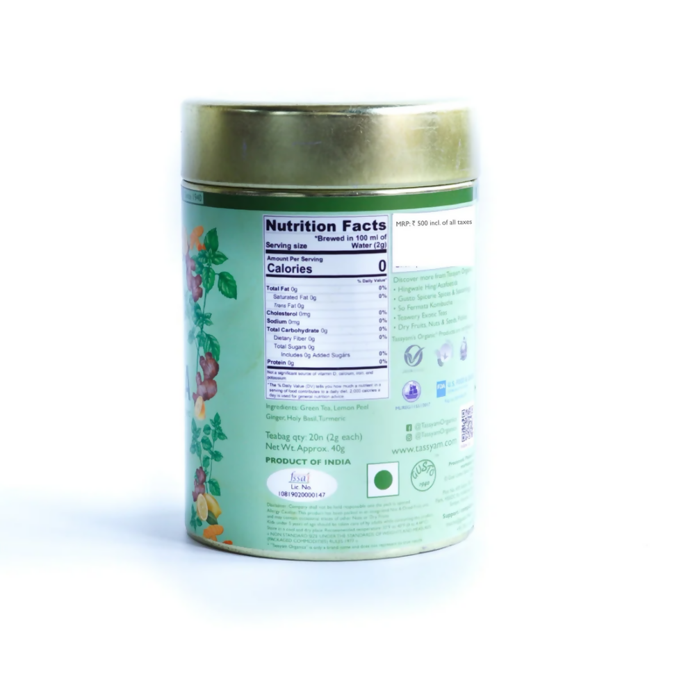Tassyam Organics Tulsi Ginger Tea Bags - Distacart