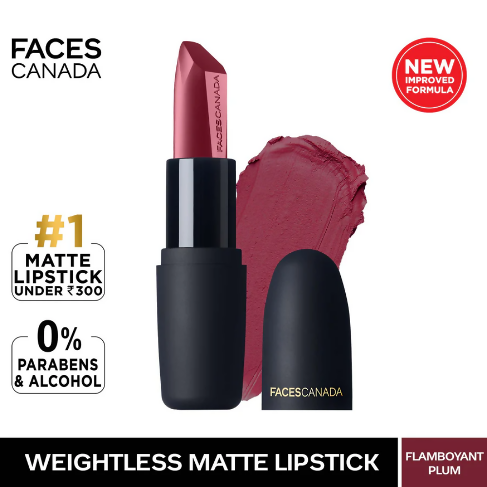 Faces Canada Weightless Matte Finish Lipstick - Flamboyant Plum 12 - Distacart