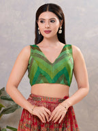 Joban Fashion Women Silk Green-Multi Stitched Blouse