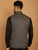 Even Apparels Nehru Jacket With Welt Pockets - Grey