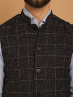 Even Apparels Pure Wool Nehru Jacket - Black