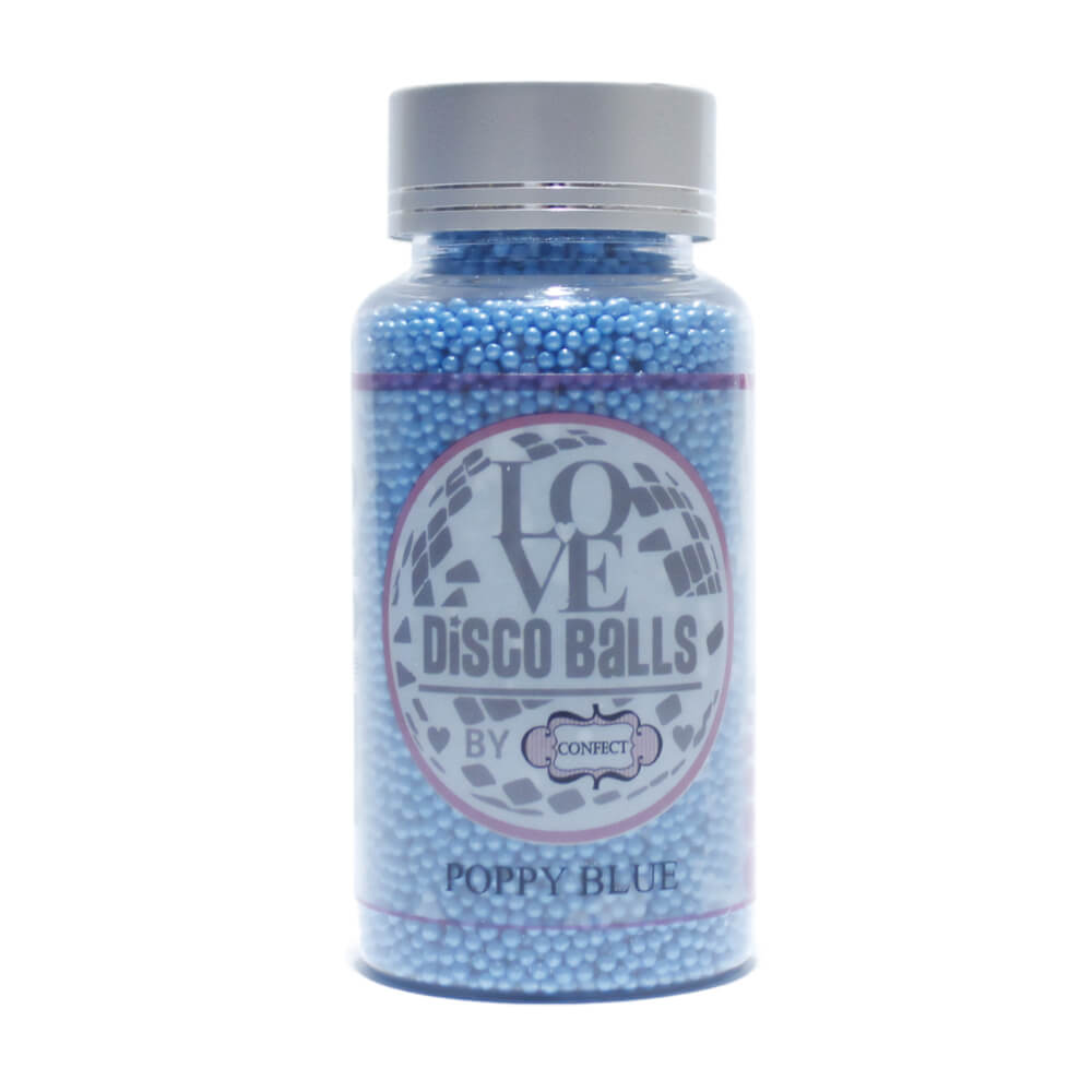 confect poppy blue disco balls sprinkles 6 mm 120 gms