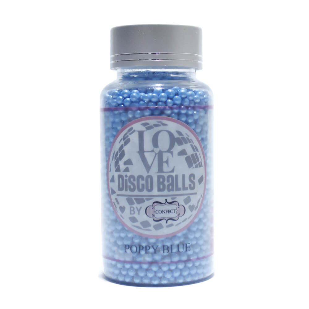 confect poppy blue disco balls sprinkles 3 mm 120 gms