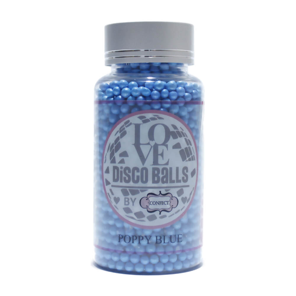 confect poppy blue disco balls sprinkles 4 mm 120 gms