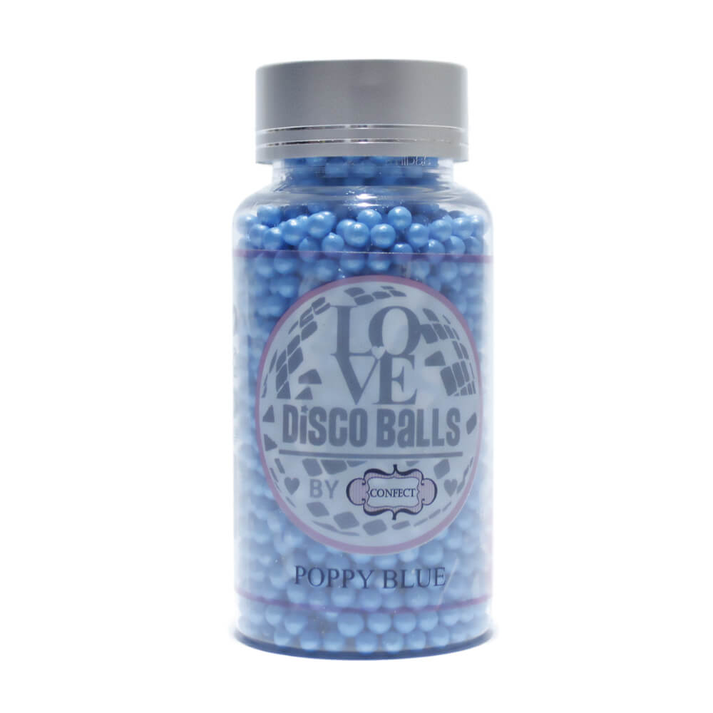 confect poppy blue disco balls sprinkles 5 mm 120 gms