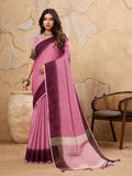 Shree Shyam Fashion Rani Pink Linen Saree - Distacart