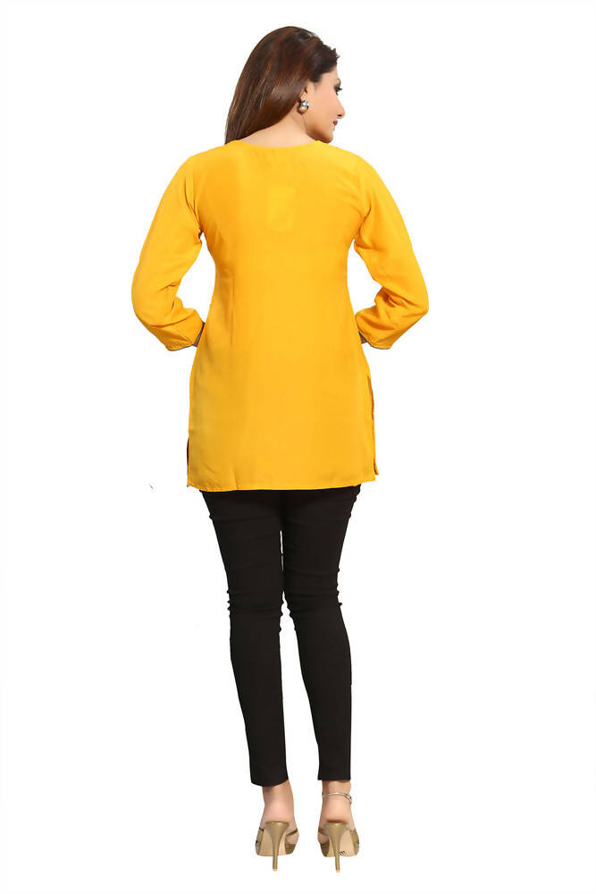Snehal Creations Snazzy Scintillating Mustard Yellow Designer Tunic