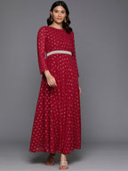 Ahalyaa Women's Traditional wear Ethnic Dress - Maroon - Distacart