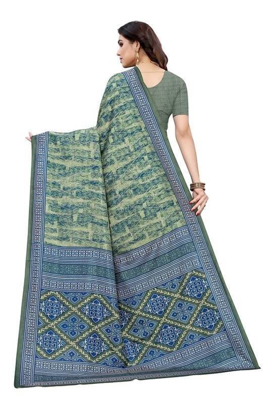 Vamika Printed Green Crepe Silk Saree (ICE GREEN)