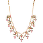 Nuyug 22K Gold Plated Pearl Empress Flora Pink Stone Drops Necklace Set