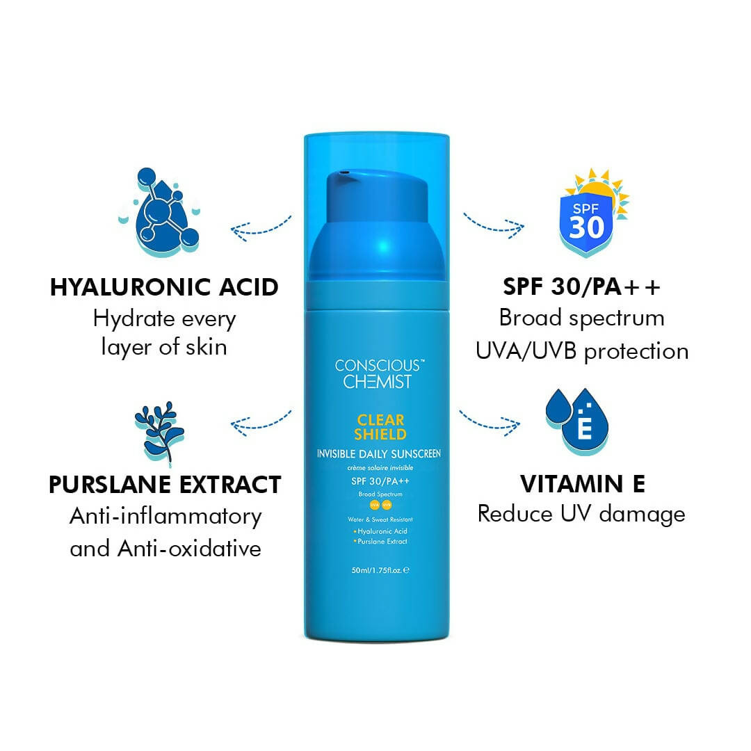 Conscious Chemist Clear Shield Invisible Daily Sunscreen SPF30 PA++