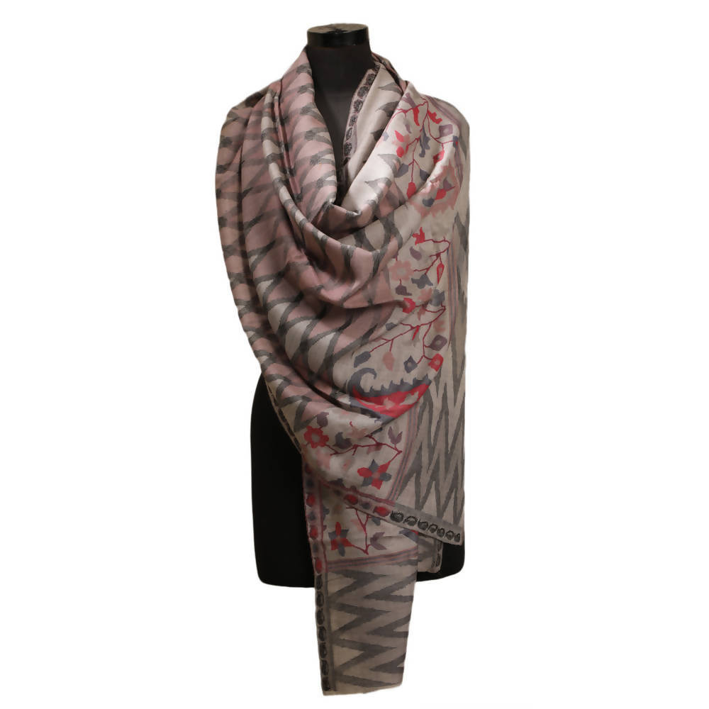 Nizalia Cashmere Fine Wool Grey Kani Palla Stole