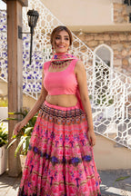 Wedding Designer Pink Chanderi Designer Lehenga - Anbazaar - Distacart