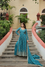 Joban Fashion Blackchinon Sequence Embroidery Work Kurta Set - Distacart
