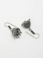 NVR Women's White Silver-Plated Choke Oxidized Necklace with Jhumka Earrings