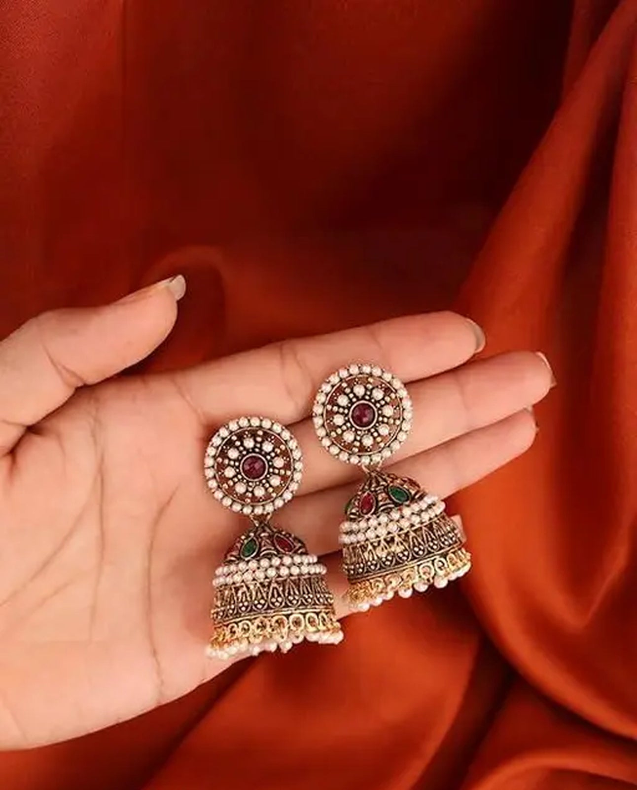 Jewel City Exquisite Kundan Jhumka Earrings with Pearl Accents - Distacart