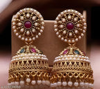 Jewel City Exquisite Kundan Jhumka Earrings with Pearl Accents - Distacart